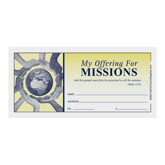 Missions Offering Envelope for Churches Pkg of 200 Ministries Pew Envelopes