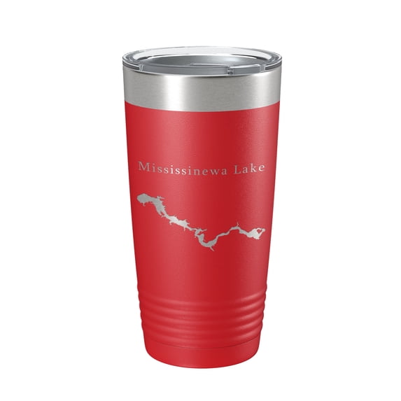 Mississinewa Lake Map Tumbler Travel Mug Insulated Laser Engraved Coffee Cup River Indiana 20 oz Red