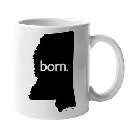 Mississippi Born & MS USA State Map, US Citizen Coffee & Tea Mug Cup (11oz)