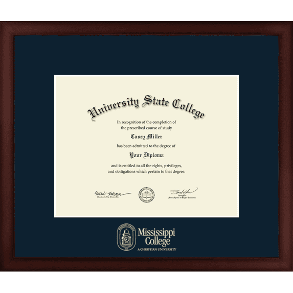 Mississippi College Diploma Frame, Document Size 11" x 8.5"