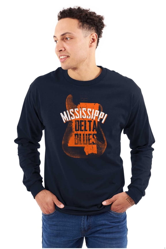 Mississippi Delta Blues Guitar Player Long Sleeve TShirt Men Women Brisco Brands X