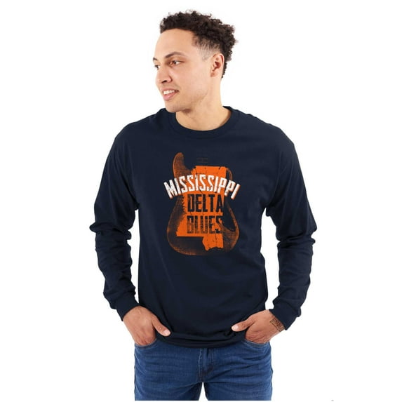 Mississippi Delta Blues Guitar Player Long Sleeve TShirt Men Women Brisco Brands X