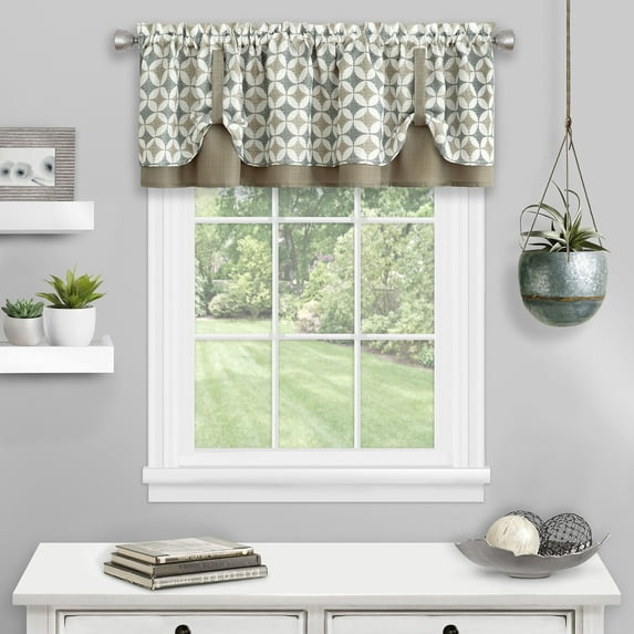 Mississippi Double Layer Pick Up Valance - 58x14 - Taupe/Silver