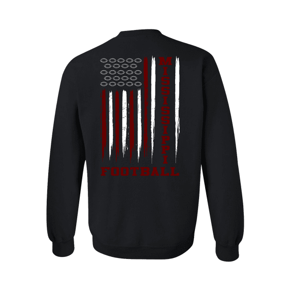Mississippi Football Team Color American Flag Mens Crewneck Pullover Sweatshirt-Black-xxl