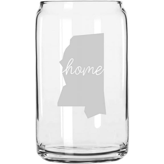 Mississippi Home States Etched 16oz Libbey Can Glass