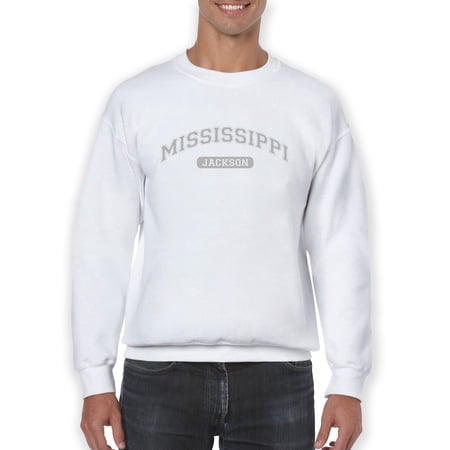 Mississippi, Jackson Text Men Sweatshirt, Male Large