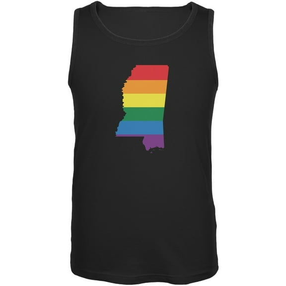 Mississippi LGBT Gay Pride Rainbow Black Adult Tank Top - Medium