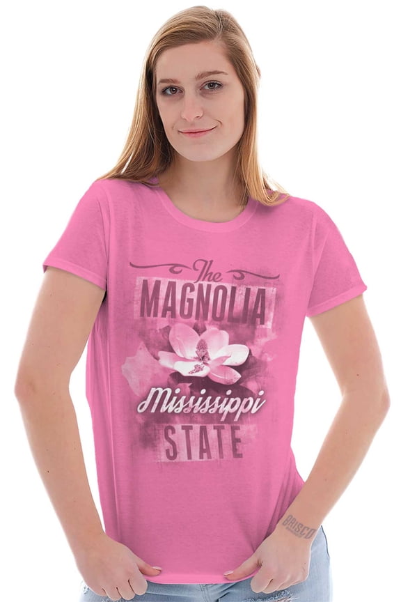 Mississippi MS State Flower Souvenir Womens Slim Fit Graphic Tee Brisco Brands L