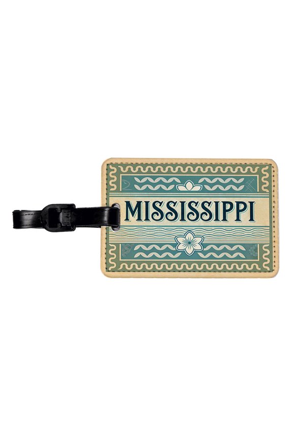 Mississippi MS State Travel Vacation Stamp Faux Leather Travel Luggage Tag