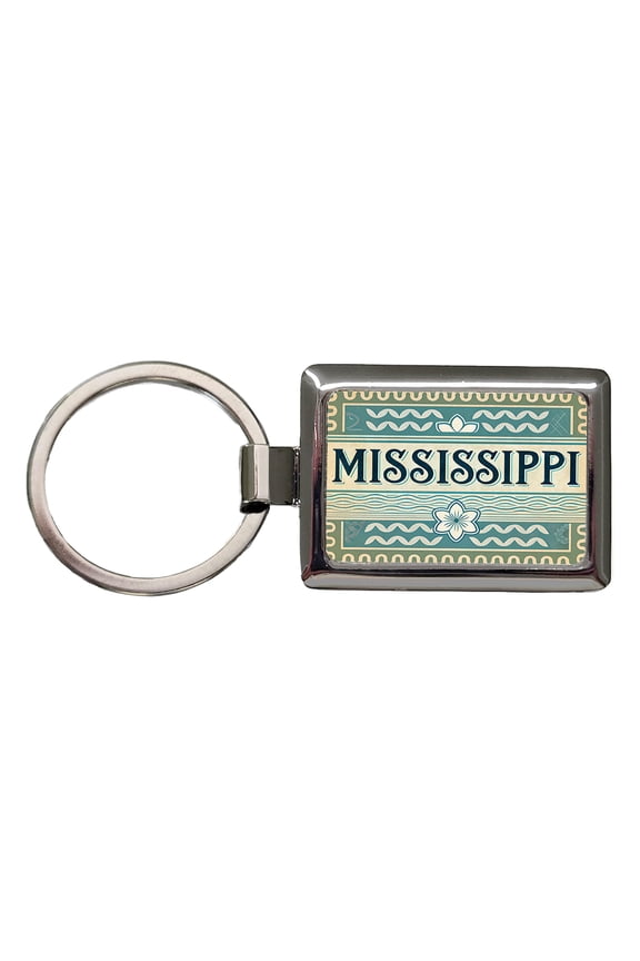 Mississippi MS State Travel Vacation Stamp Metal Rectangle Keychain