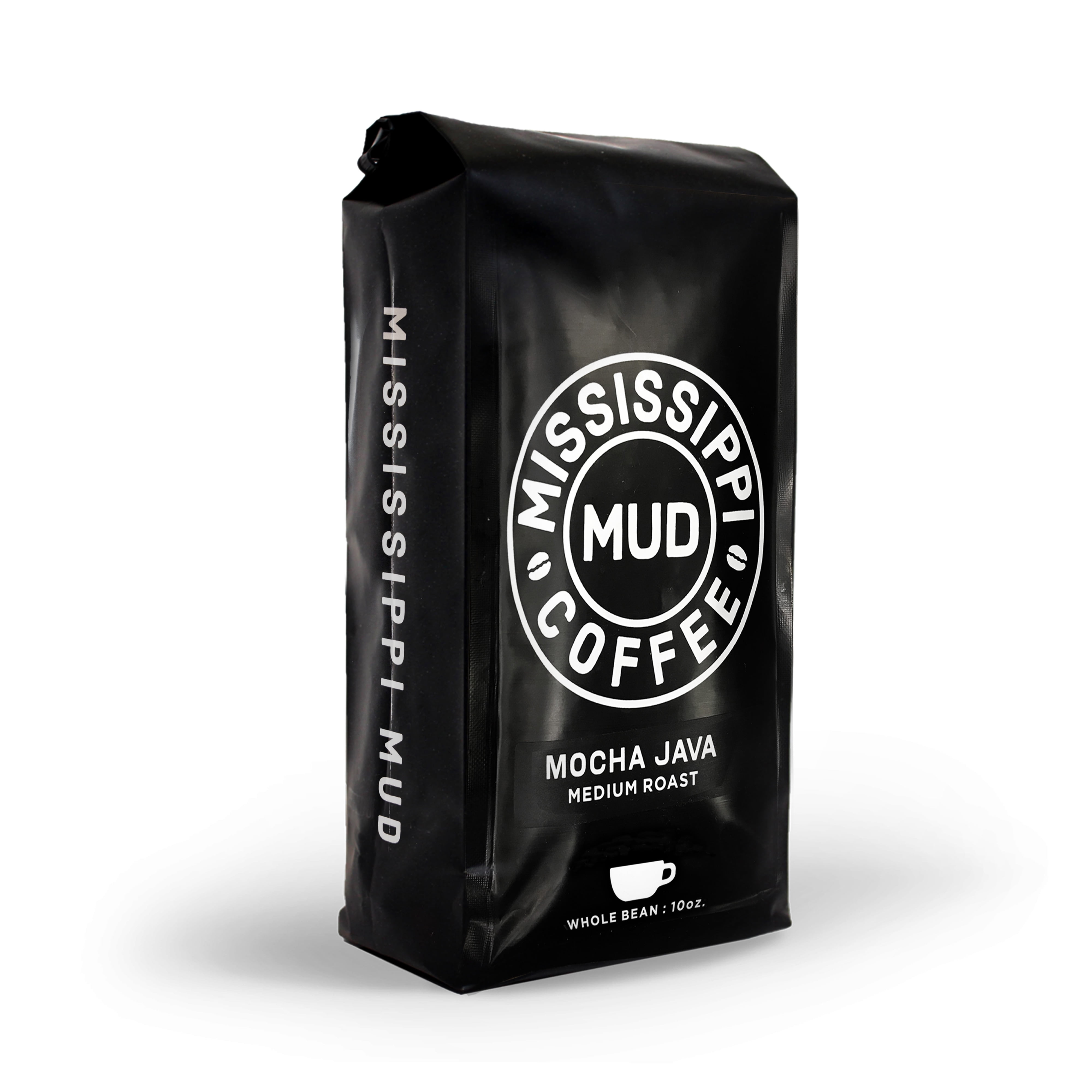 Mississippi Mud Coffee Mocha Java Whole Bean Coffee Medium Roast, 100% Arabica, 10 oz.