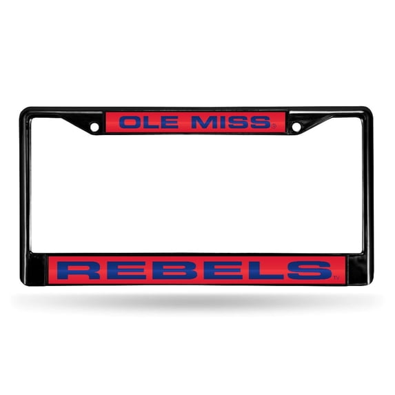 Mississippi Ole-Miss-Rebel's Black Metal License Plate Frame Holder