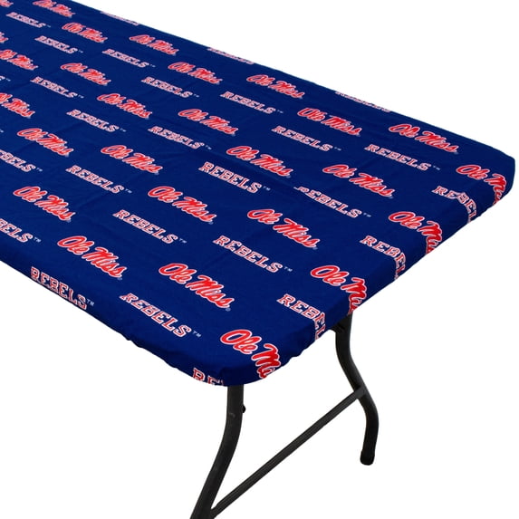 Mississippi Rebels Tailgate Fitted Tablecloth, 33" x 33", Card Table 96" x 30", 8 ft table