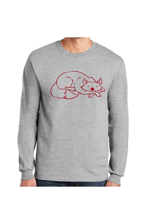 Mississippi Red Fox Graphic Design Men's Big Size Ultra Cotton Long Sleeve T-Shirt - Ash 4XL