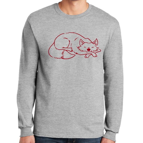 Mississippi Red Fox Graphic Design Men's Big Size Ultra Cotton Long Sleeve T-Shirt - Ash XL