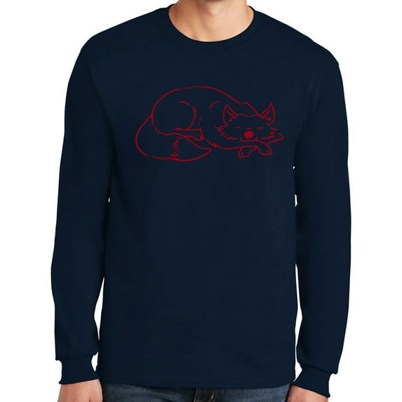 Mississippi Red Fox Graphic Design Men's Big Size Ultra Cotton Long Sleeve T-Shirt - Navy 2XL