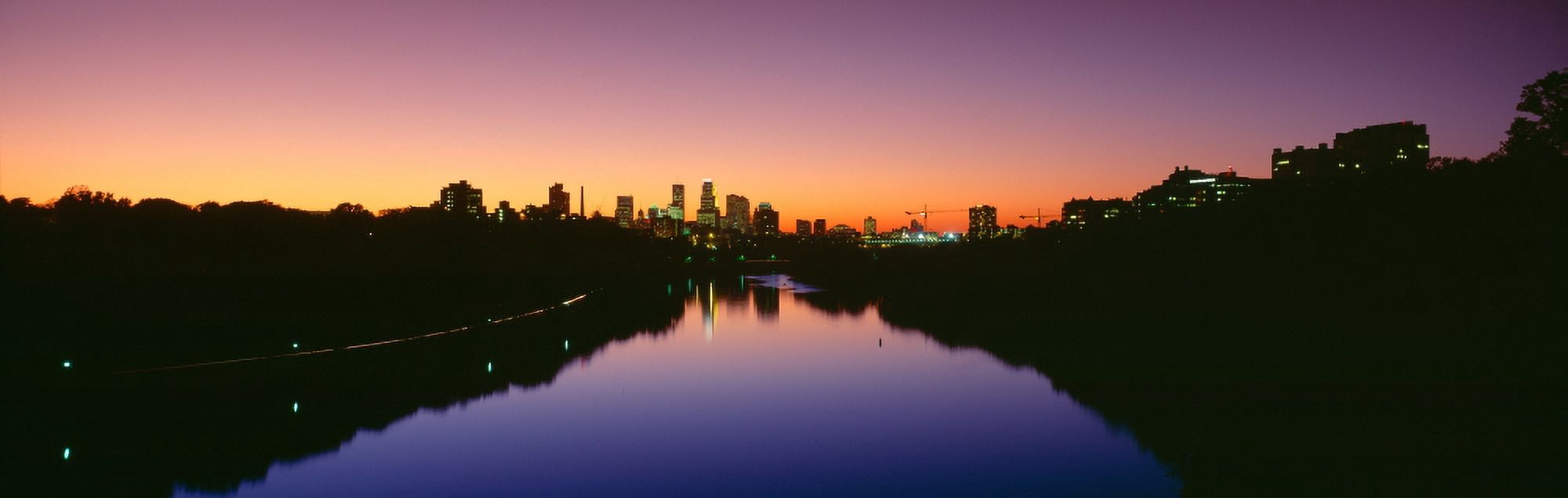 Mississippi River Minneapolis Sunset Minnesota Canvas Art - Panoramic Images (27 x 9)