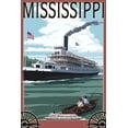 thumbnail image 1 of Mississippi, Riverboat and Rowboat (36x54 Giclee Gallery Art Print, Vivid Textured Wall Decor), 1 of 3