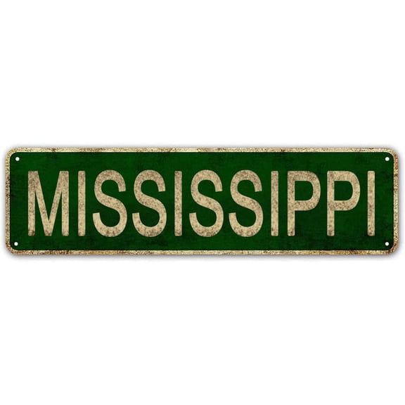 Mississippi Sign, America State Name Vintage Metal Tin Sign, Wall Decor for Office/Home/Classroom 4x16 Inches