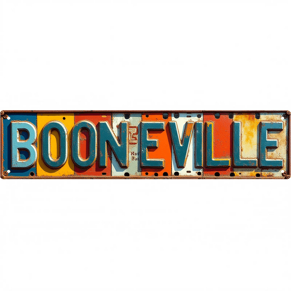 Mississippi Small Town Community Decor 16*4 Inches "BOONEVILLE" Yard Garage Bar Colorful Letter Patch Community Heritage Style