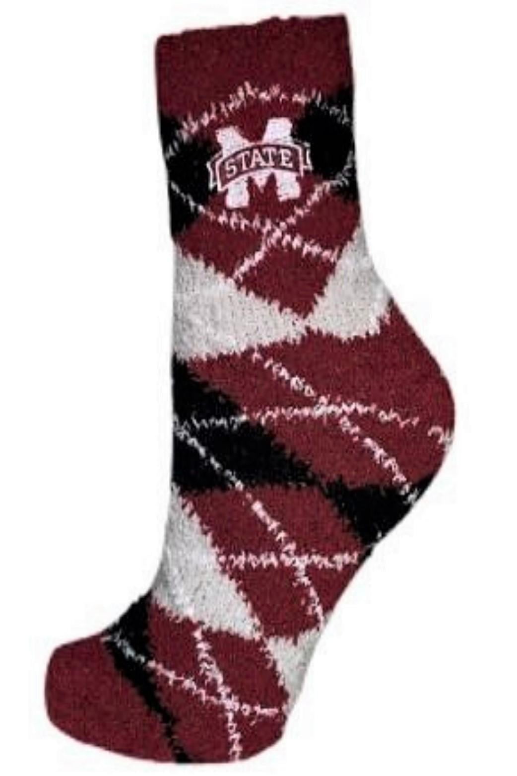 Mississippi State Bulldogs Argyle Fuzzy Sock - Donegal Bay - Unisex - One Size - Ankle