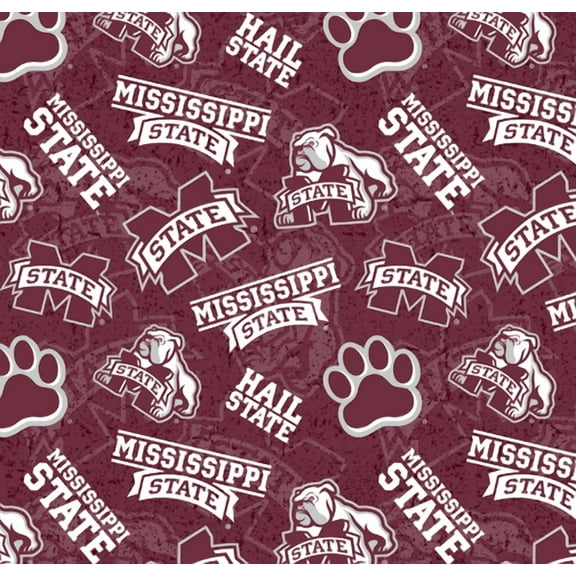 Mississippi State Bulldogs NCAA MSST Tone on Tone Design 43" Wide 100% Cotton Fabric Sold by Yard
