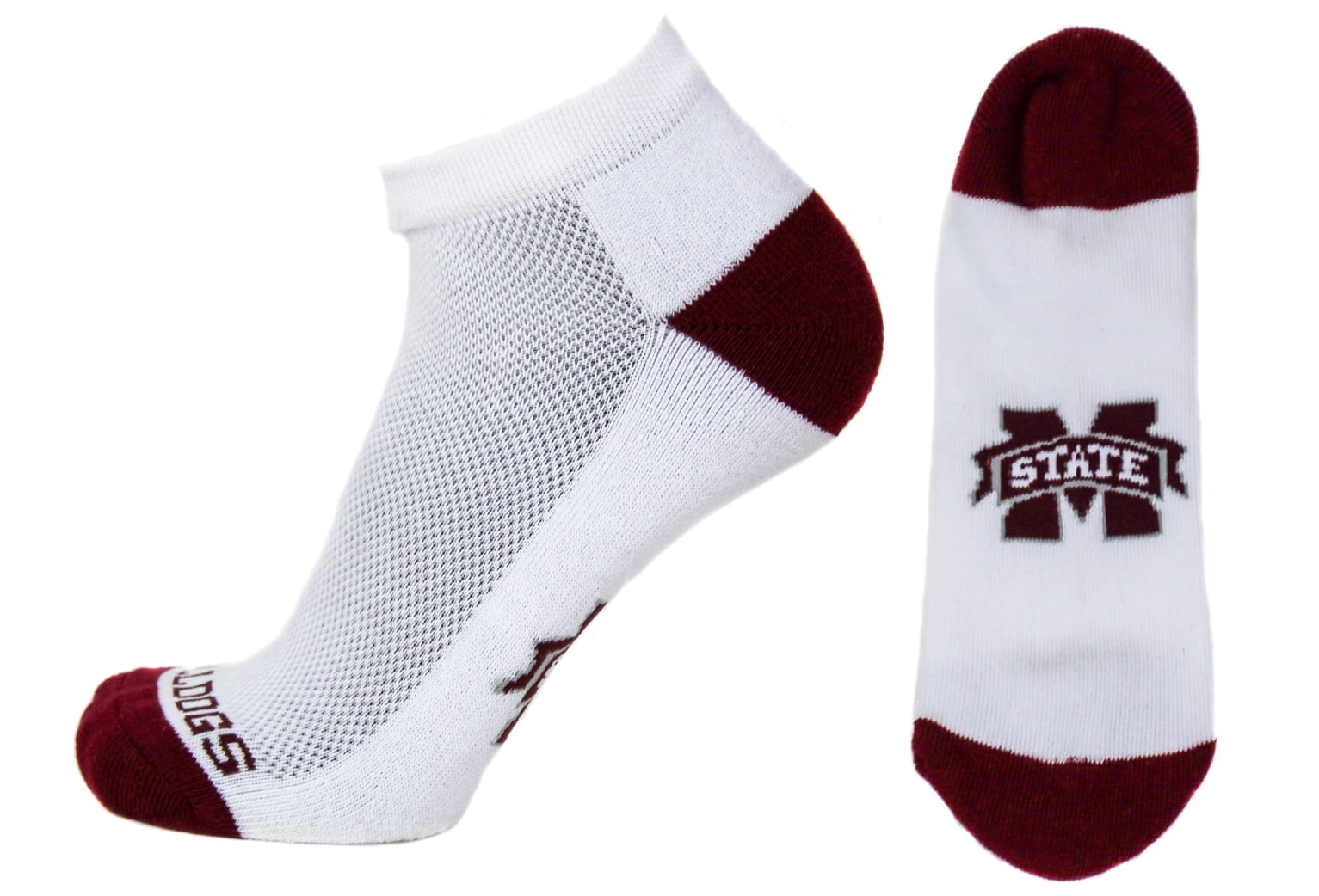 Mississippi State Bulldogs White No Show Footie Sock - Donegal Bay - Unisex - One Size - No-Show