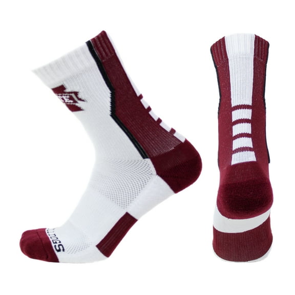Mississippi State Bulldogs White Sports Performance Sock - Donegal Bay - Unisex - One Size - Crew