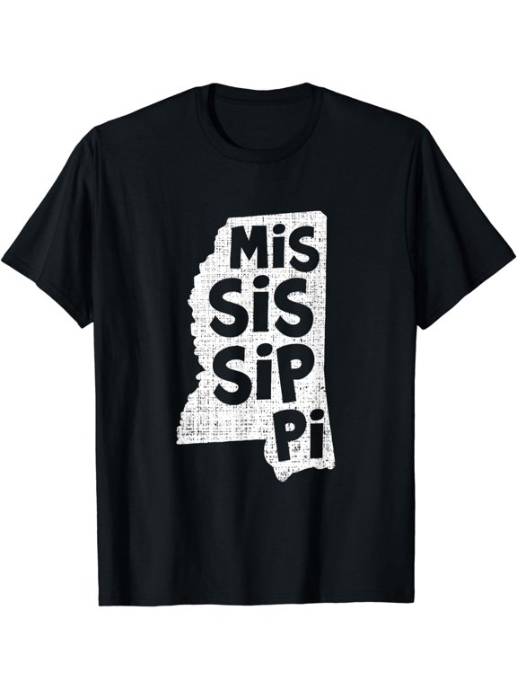 Mississippi State Lines Map Souvenir Gift T-Shirt