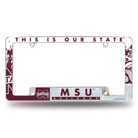 Mississippi State NCAA Bulldogs Chrome Metal License Plate Frame with Bold Full Frame Design