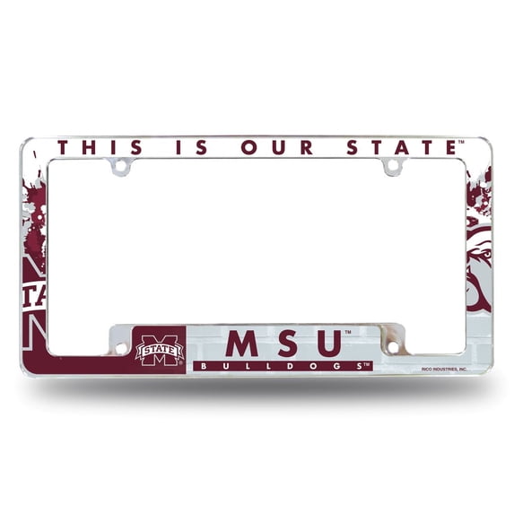 Mississippi State NCAA Bulldogs Chrome Metal License Plate Frame with Bold Full Frame Design