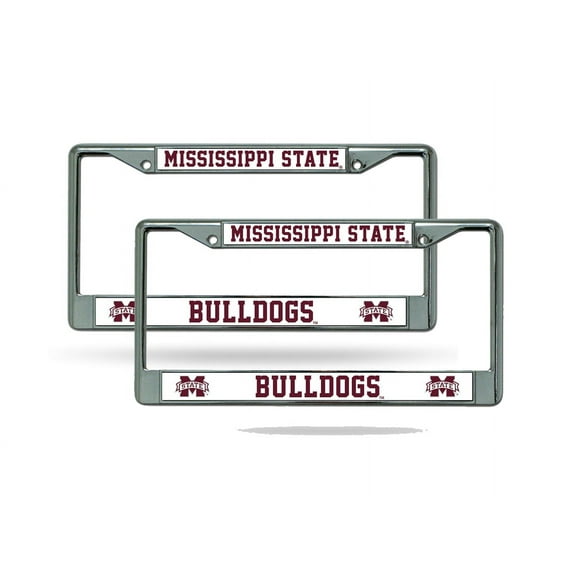 Mississippi-St-Bulldog's Chrome Metal License Plate Frame, Set of 2