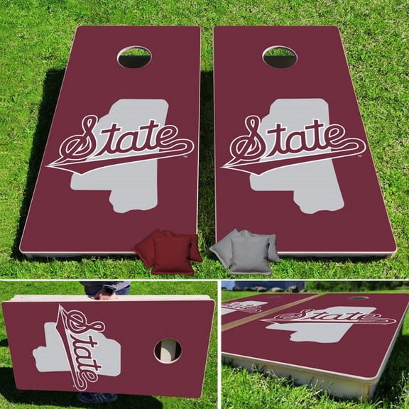Mississippi State University Maroon Script Pro Cornhole Bean Bag Toss Game 24x48 with 8 Regulation 16oz Bags