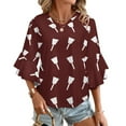 thumbnail image 1 of Mississippi State White Cowbell Women's V-Neck Blouse With 3/4 Ruffled Bell Sleeves Casual Top Ladies Blouses, 1 of 7