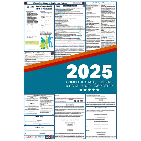 Mississippi State and Federal Labor Law Poster 2025 SPANISH