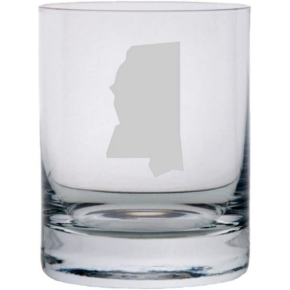Mississippi States Etched 10.25oz Crystal Rocks Whisky Glass
