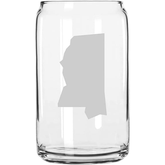 Mississippi States Etched 16oz Libbey Can Glass