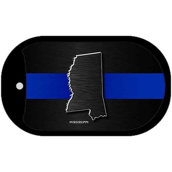 Mississippi Thin Blue Line Novelty Dog Tag Necklace DT-8906 2" x 1" Dog Tag (DT)