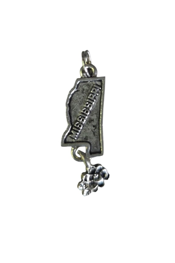 Mississippi Travel Charm, Pewter, USA Made, State Souvenir, Split Ring | Travel Jewelry