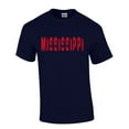 thumbnail image 1 of Mississippi Tshirt Football Team Color Navy and Red Distressed Mississippi State Name Rebel Mens Short Sleeve T-shirt Graphic Tee-Navy-xl, 1 of 4
