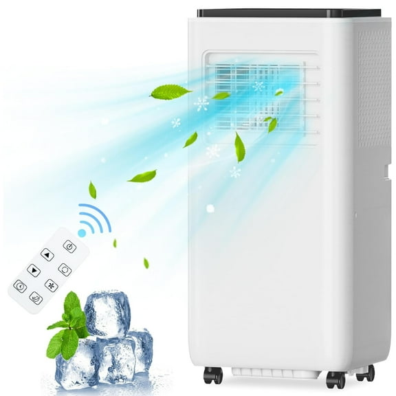 Missky 10000 BTU Portable AC with Remote Control, Portable Air Conditioner w/Cool, Fan, Dehumidify, Night Modes, Up to 450 Sq.ft, White