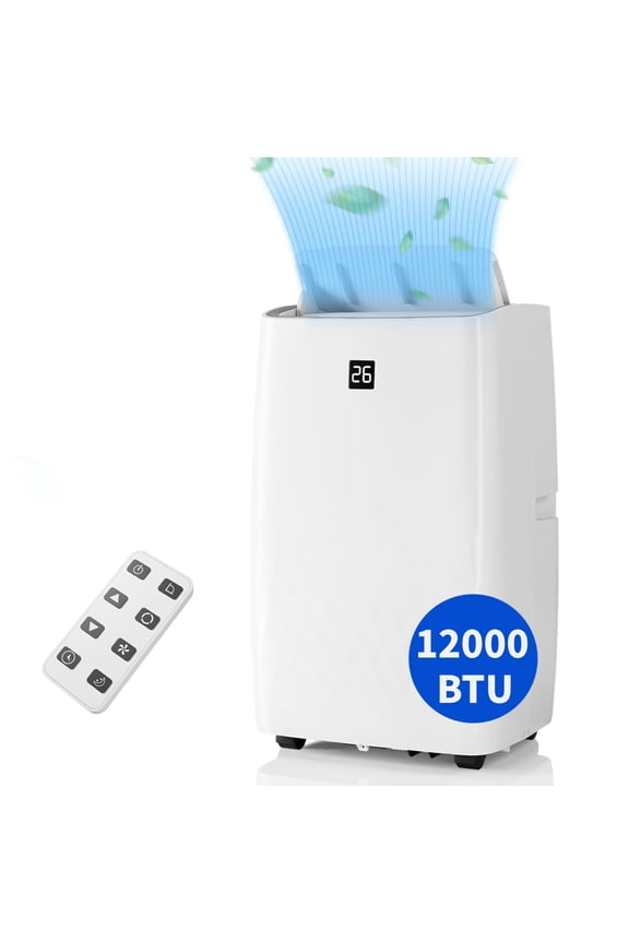 12000 BTU Stand up Air Conditioners with Remote Controller, 3-In-1 Portable AC Unit W/Window Kits for Room up to 550 Sq.ft, White