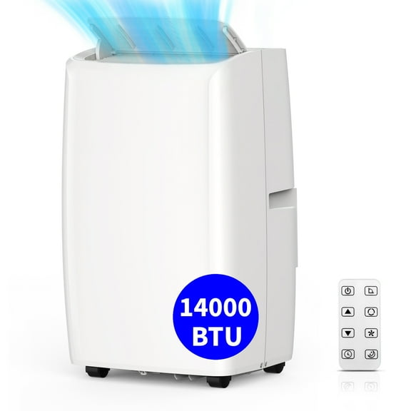 Missky 14000 BTU Portable AC with Remote Control, Portable Air Conditioners W/Dehumidifier, Fan, Timer, Sleep Mode for Room up to 750 Sq.ft, White
