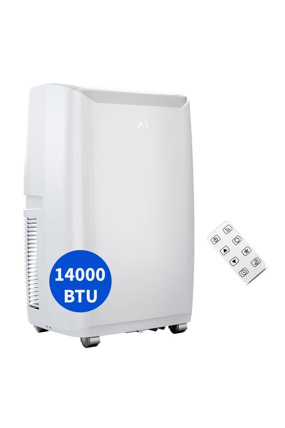 14000 BTU Portable Air Conditioner with Remote Control, 3-In-1 Small AC Unit W/Window Kit for Room to 750 sq. ft, White, New