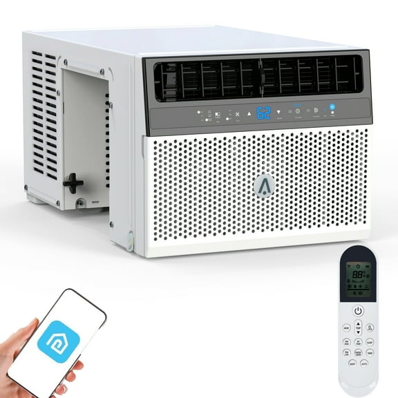 Missky 6000 BTU Window Air Conditioner U-Shaped with Remote, Window AC Units w/24H Timer, 6 Modes, Wi-Fi Enabled, Cools Up to 269 Sq.ft for Home, White