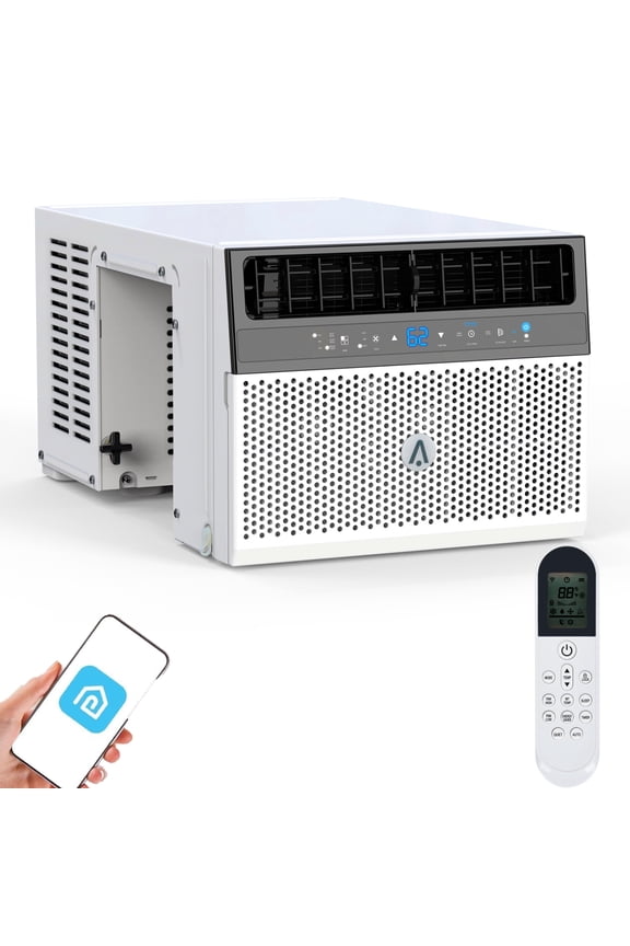 6000 BTU Window Air Conditioner U-Shaped with Remote, Window AC Units w/24H Timer, 6 Modes, Wi-Fi Enabled, Cools Up to 269 Sq.ft for Home, White