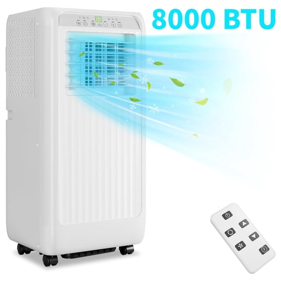 Missky 8000 BTU Portable Air Conditioner with Remote Control, 3-in-1 Mini Standing Portable AC Unit w/Universal Casters & Window Kits, Cools Up to 350 Sq.ft, White