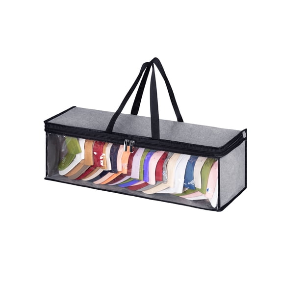 Misslo Clear Hat Storage Bag w/ Zippered Dustproof Lid, 25"x7.6", Transparent, Holds 20 Caps