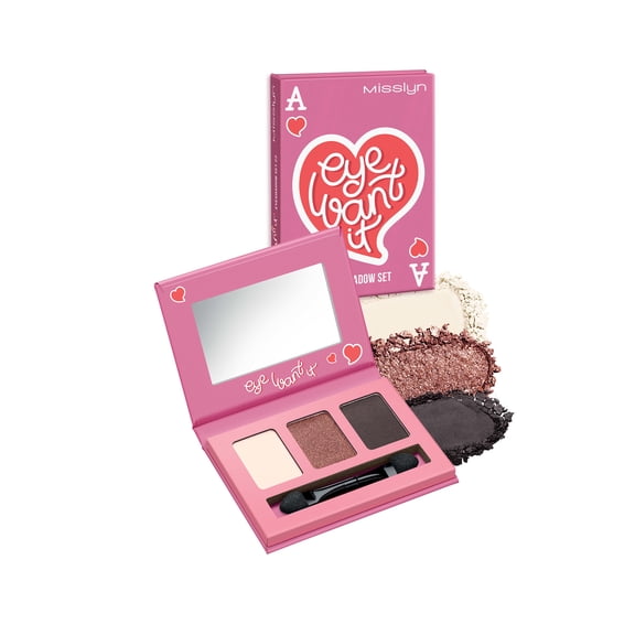 Misslyn 3 Color Eye Want It Eyeshadow Makeup Palette, Long-Lasting Waterproof Blendable Matte Glitter Eyes, #522