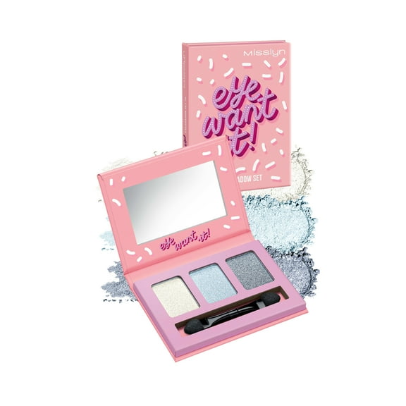 Misslyn 3 Color Eye Want It Eyeshadow Makeup Palette, Long-Lasting Waterproof Blendable Matte Glitter Eyes, #70